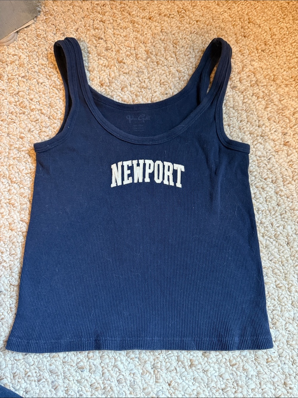 PacSun Navy Ribbed Tank Top with White "NEWPORT" Logo